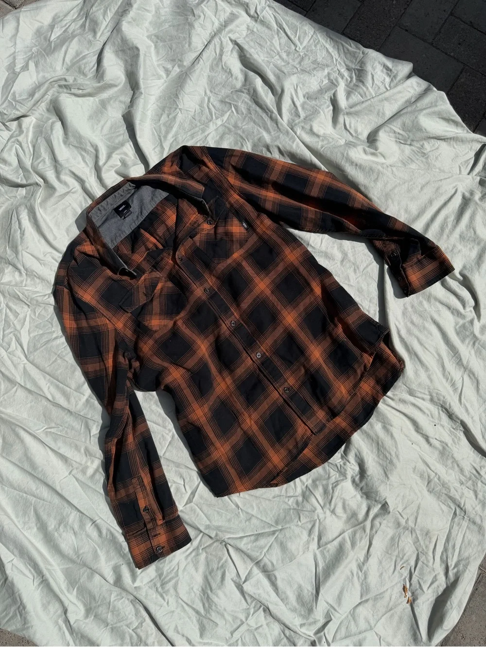 Vans Men's Black & Orange Plaid Shirt Jacket
